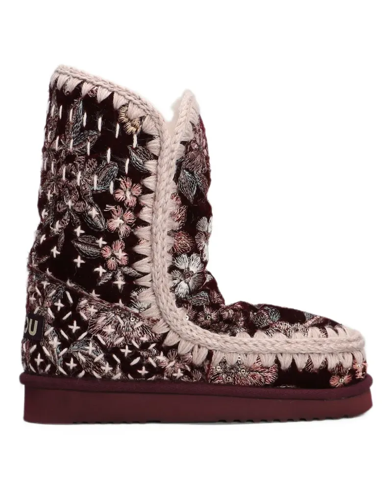 Mou Eskimo 24 floral-embroidered crochet-trim ankle boots - Rot Rot