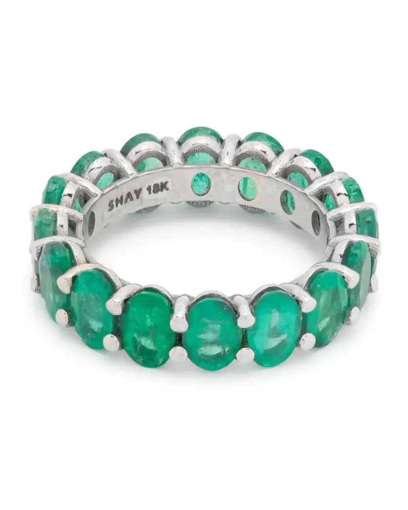 SHAY 18kt Weißgoldring mit Smaragd Weiß