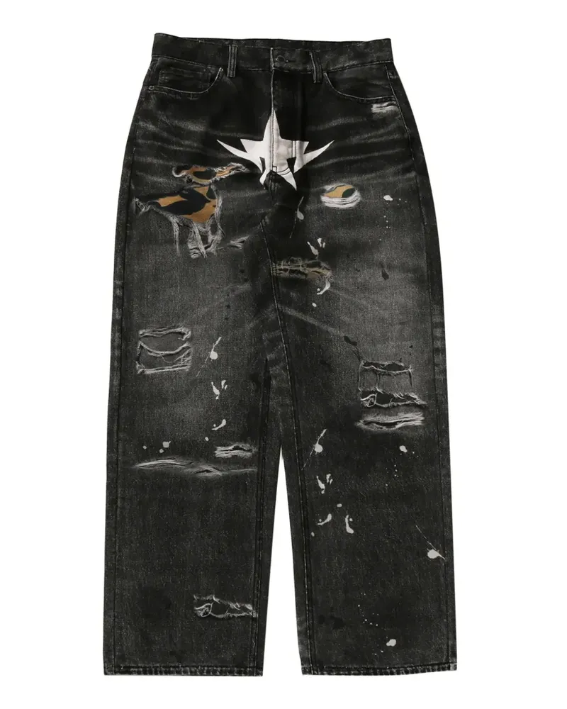 BAPE distressed star-print jeans - Schwarz Schwarz