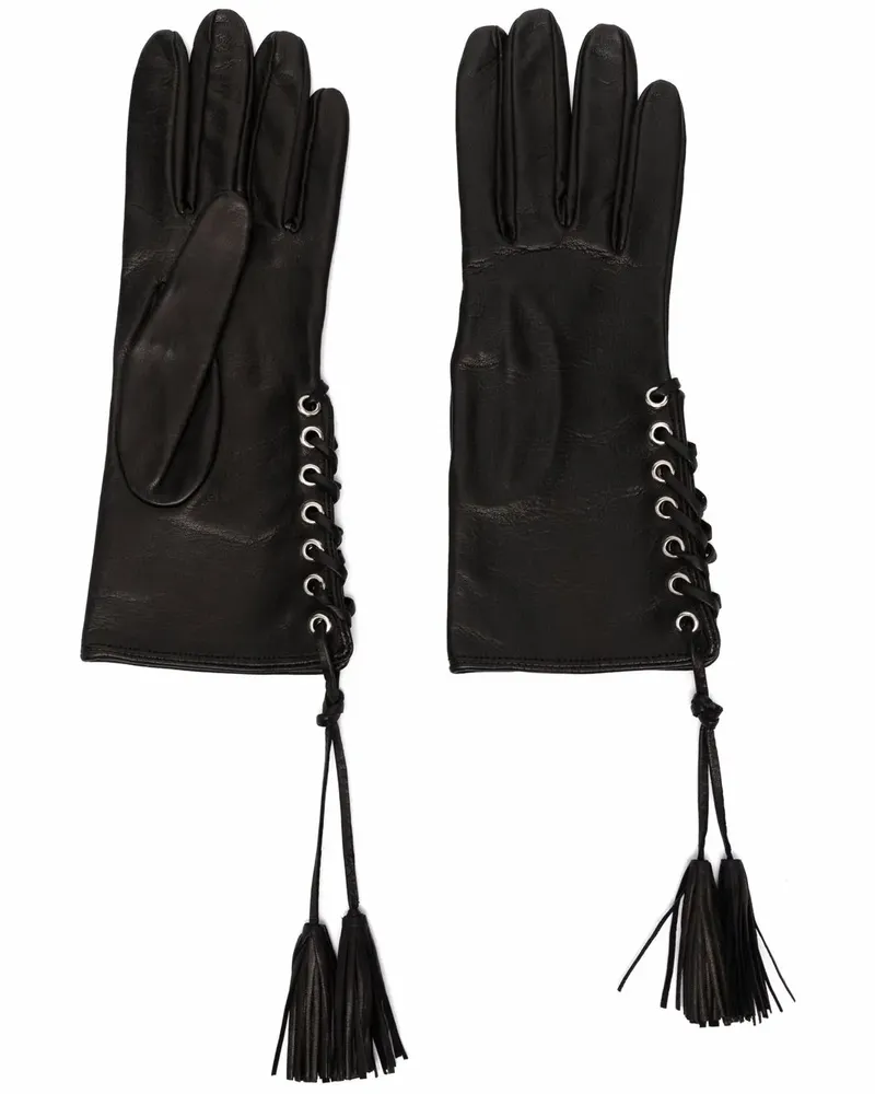 Manokhi Handschuhe mit Schnürung - Schwarz Schwarz