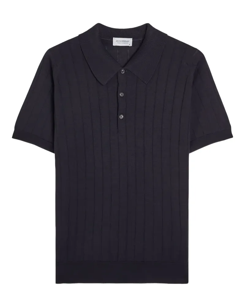John Smedley Geripptes Poloshirt - Blau Blau
