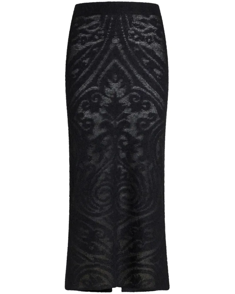 Etro Gestrickter Jacquard-Midirock - Schwarz Schwarz