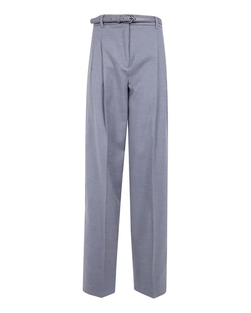 Max Mara Plissierte Hose mit Gürtel - Grau Grau