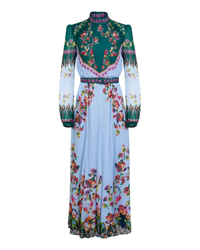 Saloni Jacqui B floral-print maxi dress - Blau Blau