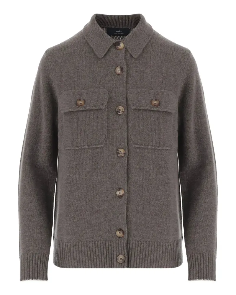 arch4 Mr Redcar Cardigan aus Kaschmir mit Klappentaschen - Braun Braun