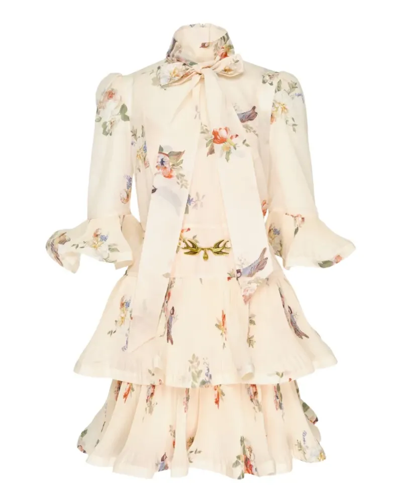Zimmermann floral-print mini dress - Nude Nude