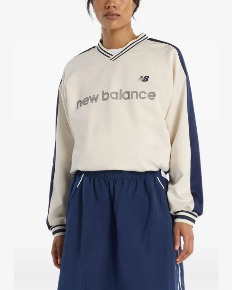 New Balance Satin Woven striped-trim sweatshirt - Nude Nude