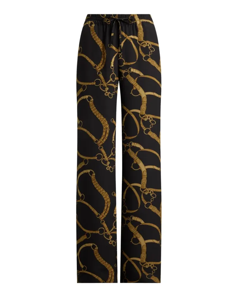 Ralph Lauren Weite Hose mit Gürtelprint - Schwarz Schwarz