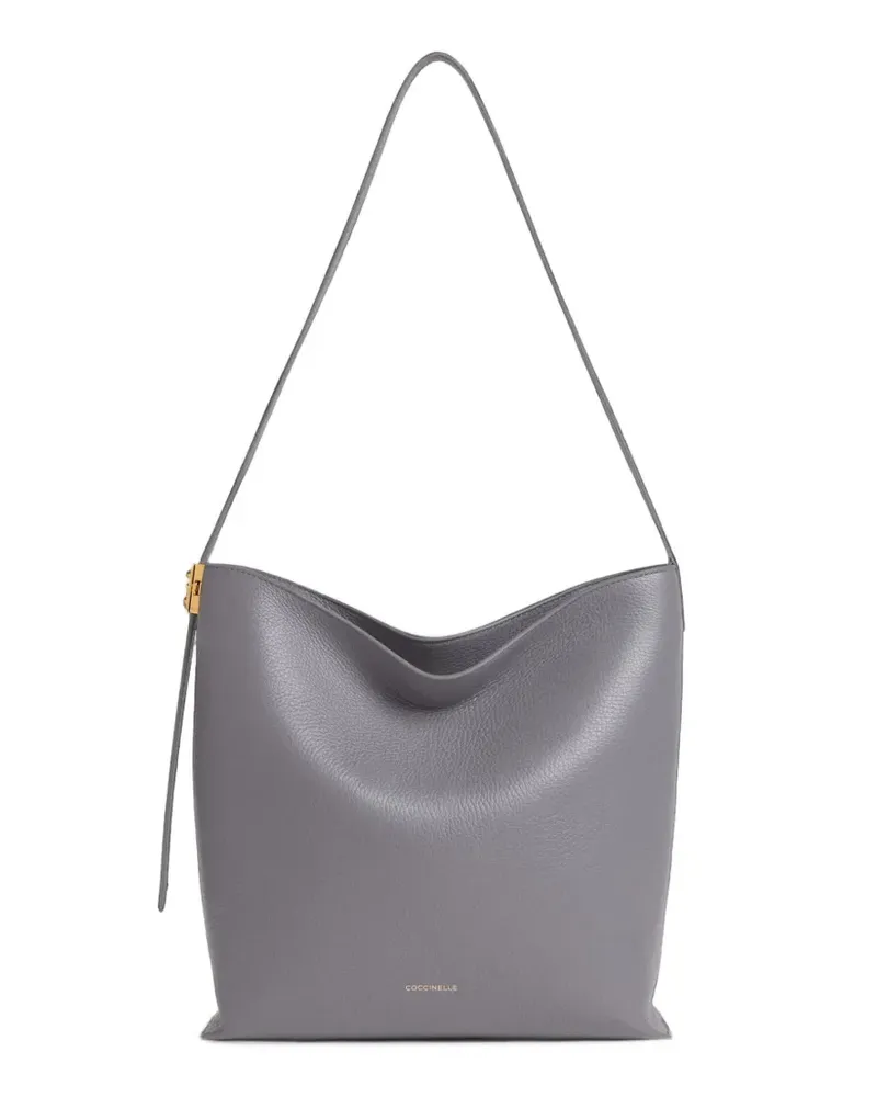 Coccinelle C-Me Lock Schultertasche aus strukturiertem Leder - Grau Grau