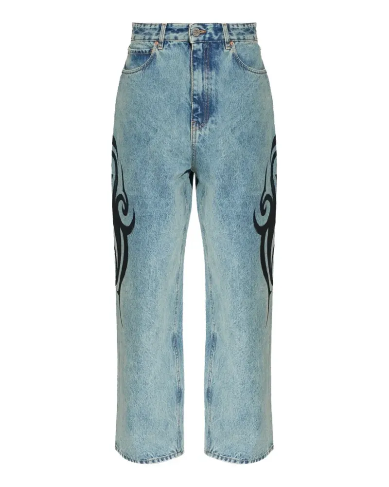 VETEMENTS Weite Jeans mit dekorativem Print - Blau Blau