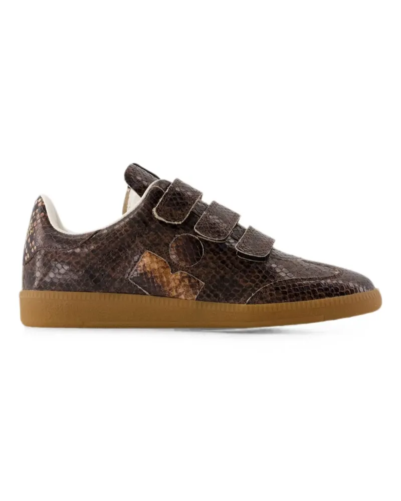 Isabel Marant Beth snakeskin-effect touch-strap sneakers - Braun Braun