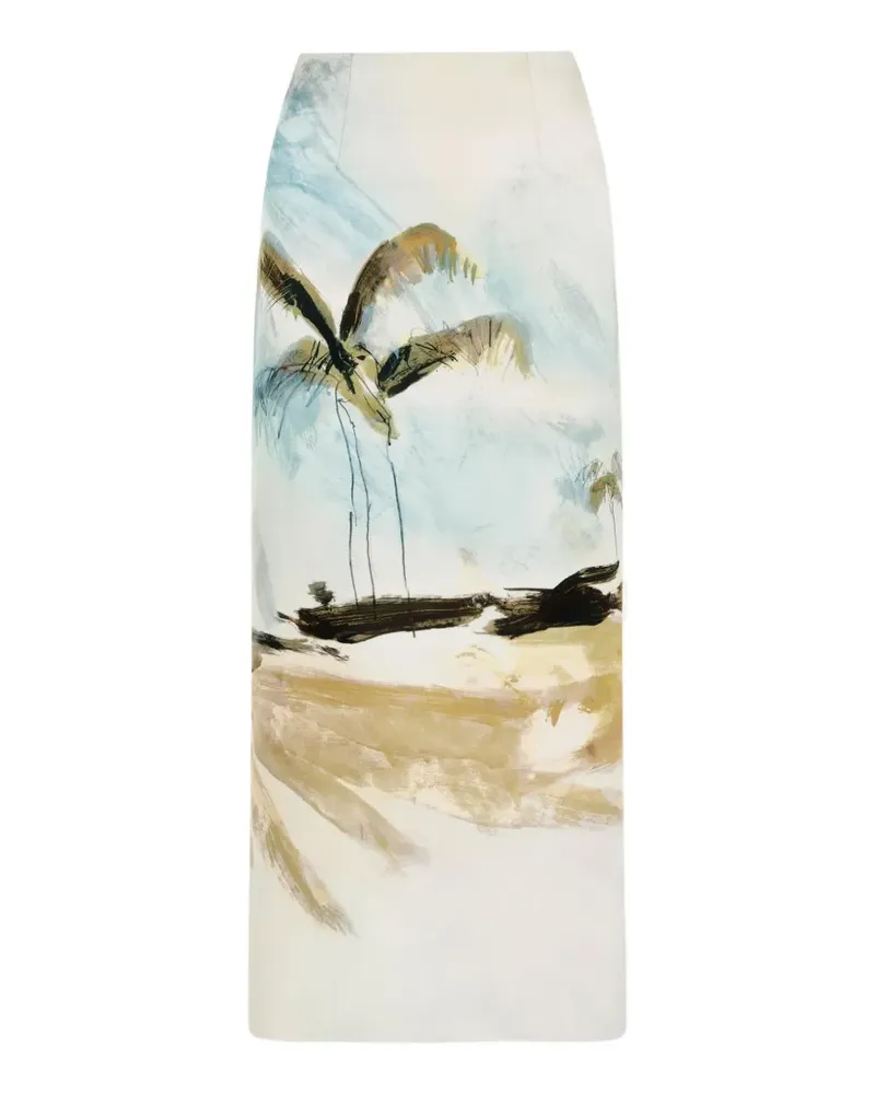 Oscar de la Renta Dominican Landscape Bleistiftrock - Nude Nude