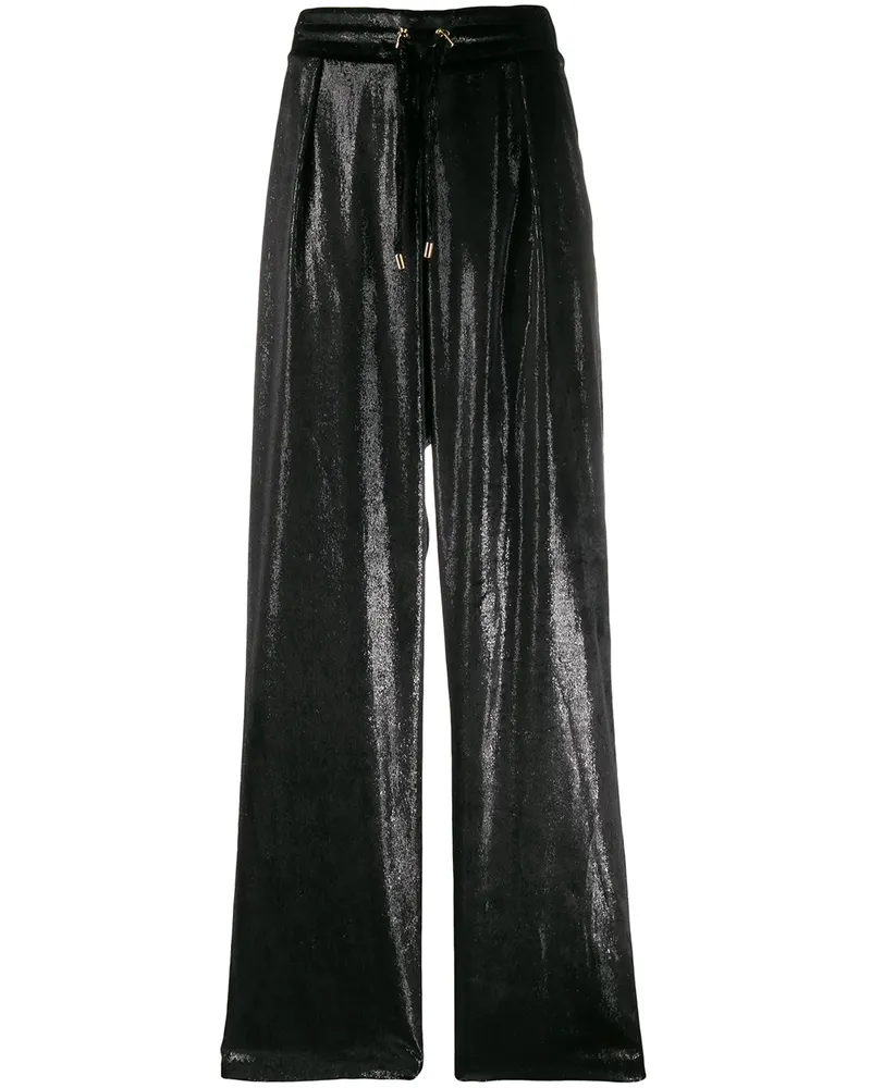Balmain Schimmernde Hose mit Kordelzug - Schwarz Schwarz