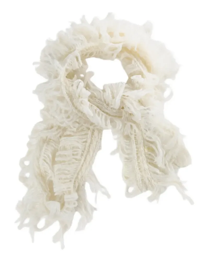 Ann Demeulemeester Drina fringe-detail knitted scarf - Nude Nude
