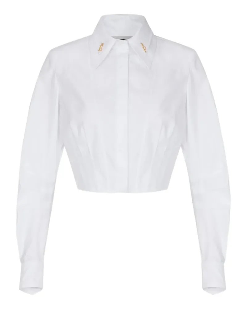 Elisabetta Franchi cotton poplin shirt with logo details - Weiß Weiß