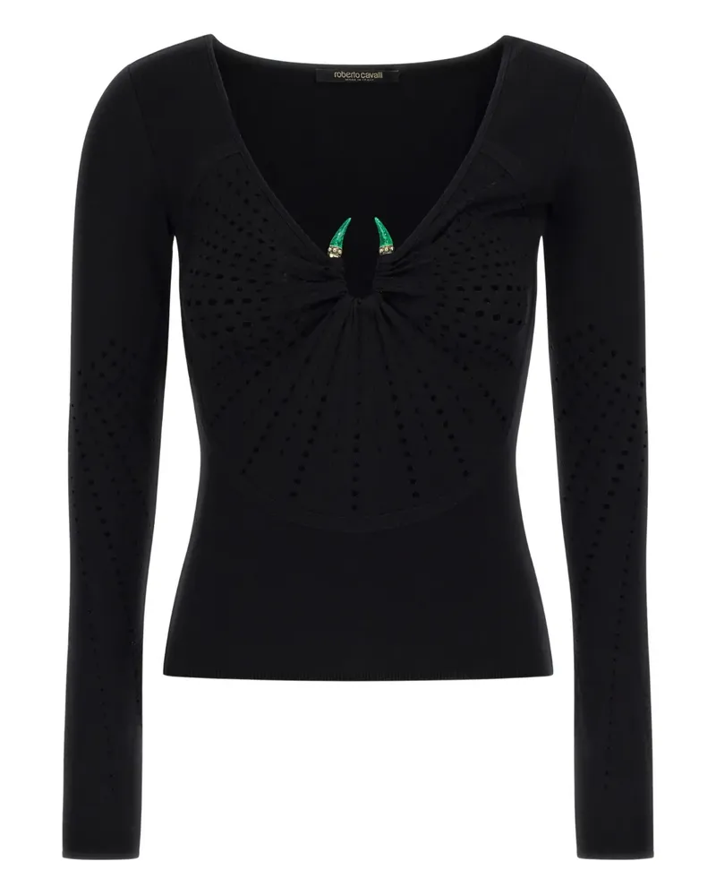 Roberto Cavalli Pullover mit Fang-Schild - Schwarz Schwarz