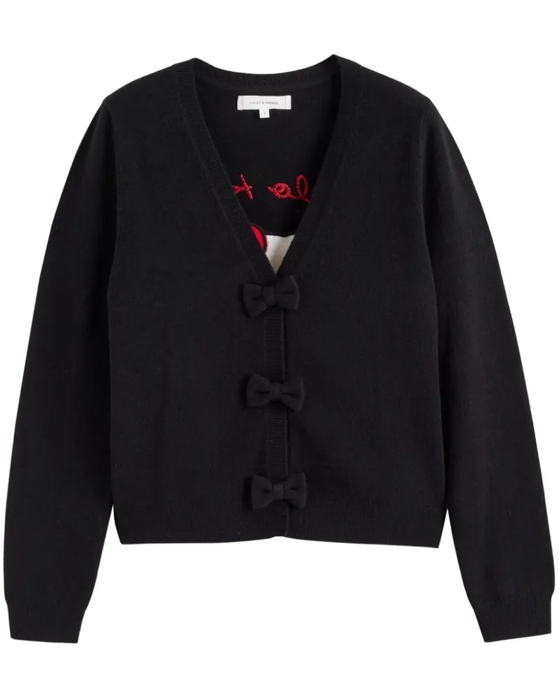 Chinti & Parker Hello Kitty Cardigan mit Schleife - Schwarz Schwarz