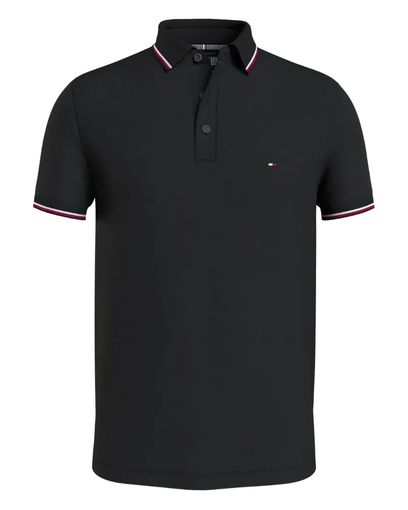 Tommy Hilfiger Poloshirt mit Streifendetail - Schwarz Schwarz