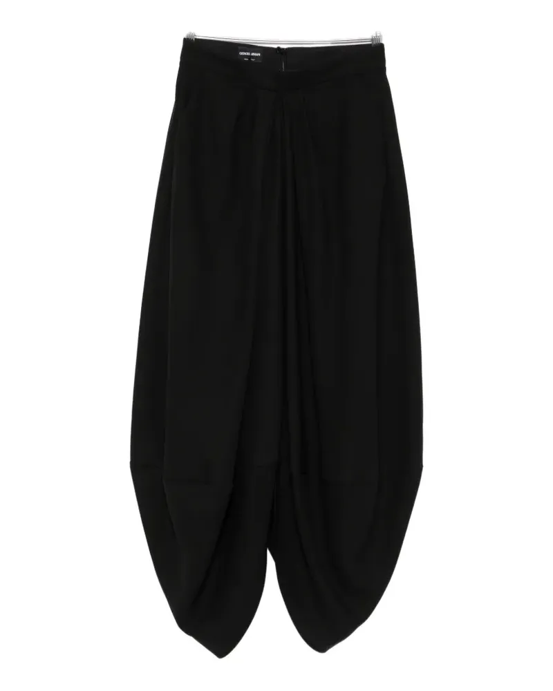 Giorgio Armani zip-fastening draped-design midi skirt - Schwarz Schwarz