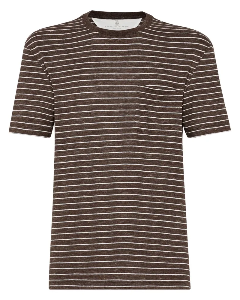 Brunello Cucinelli Gestreiftes T-Shirt - Braun Braun