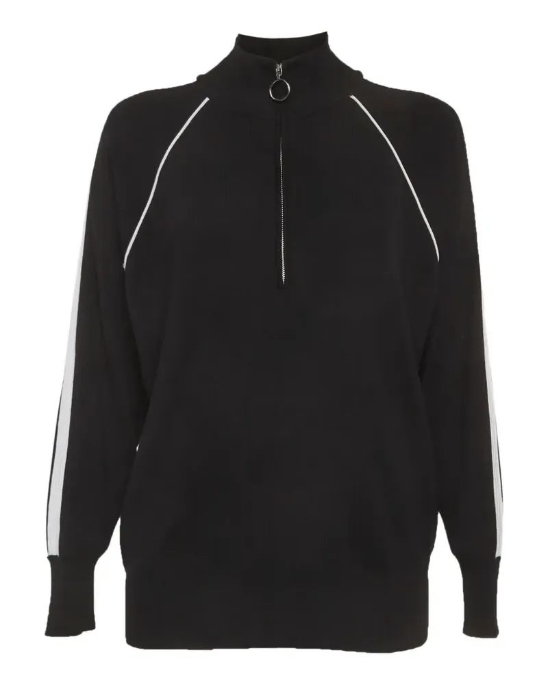 Sandro Half-Zip-Pullover mit Paspeln - Schwarz Schwarz
