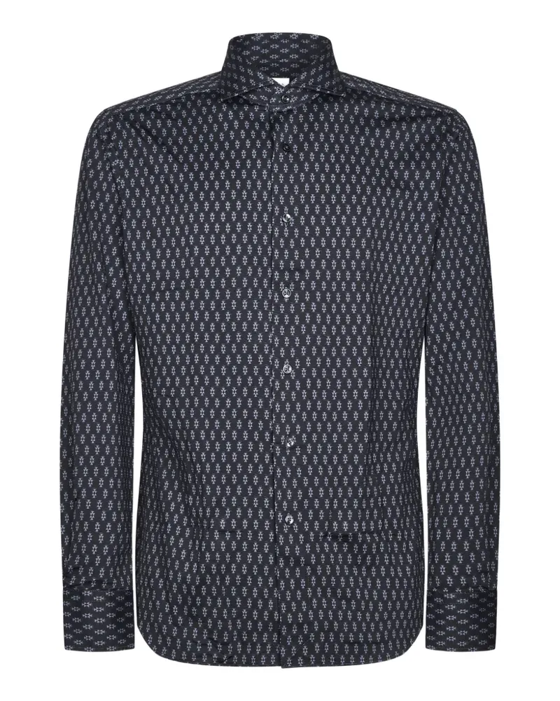 XACUS Active Shirt geometric-print shirt - Schwarz Schwarz