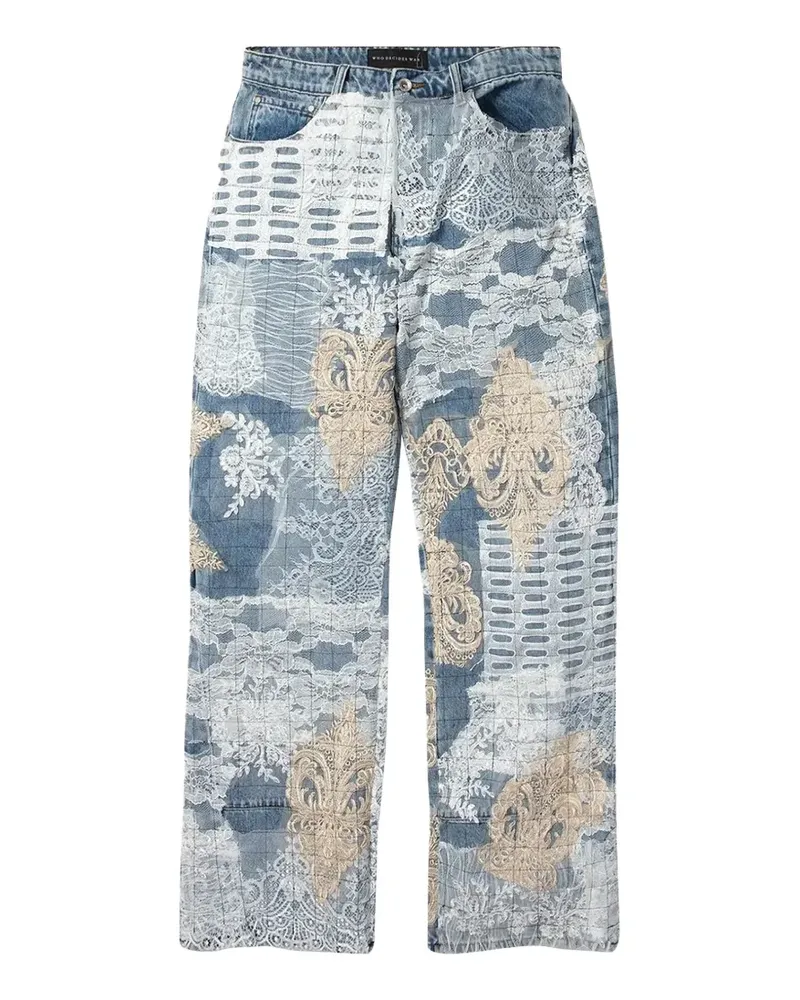 WHO DECIDES WAR Grid Lace Jeans - Blau Blau