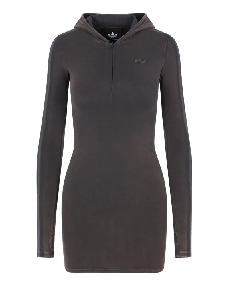 adidas x AVAVAV logo-embroidered hooded mini dress - Grau Grau