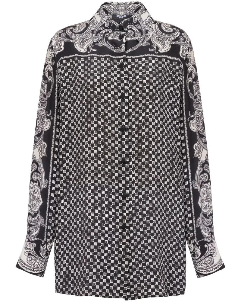 Balmain Hemd aus Seide mit Paisley-Print - Schwarz Schwarz