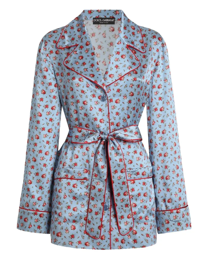 Dolce & Gabbana Oberteil mit Blumen-Print - Blau Blau