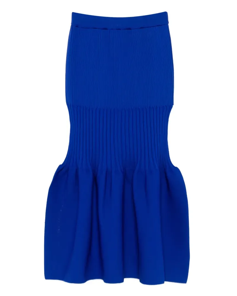 CFCL Gerüschter Midirock aus Rippstrick - Blau Blau