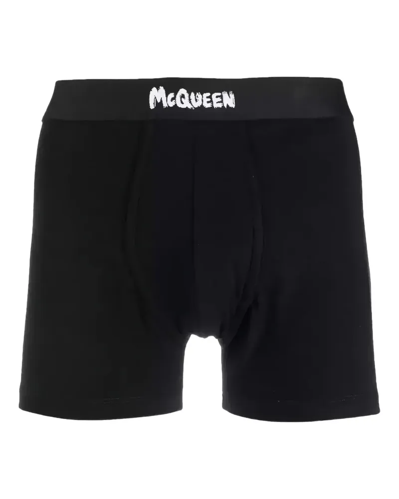 Alexander McQueen log-print elasticated-waistband boxer - Schwarz Schwarz