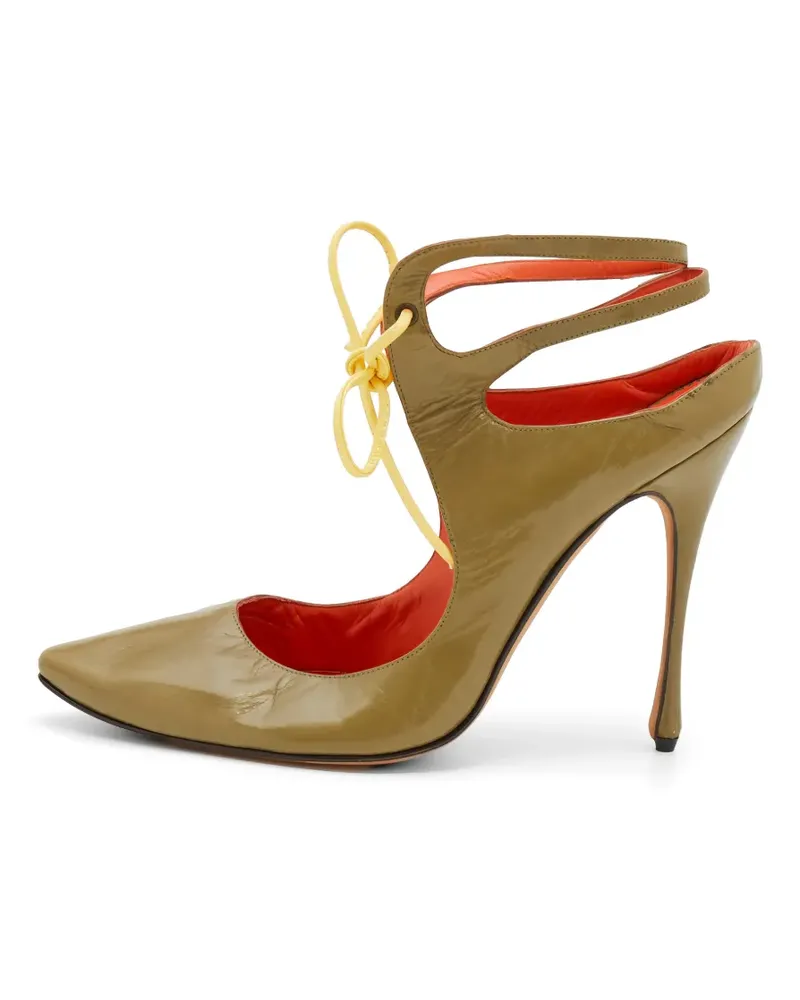 Manolo Blahnik cut-out lace-up pumps - Grün Grün