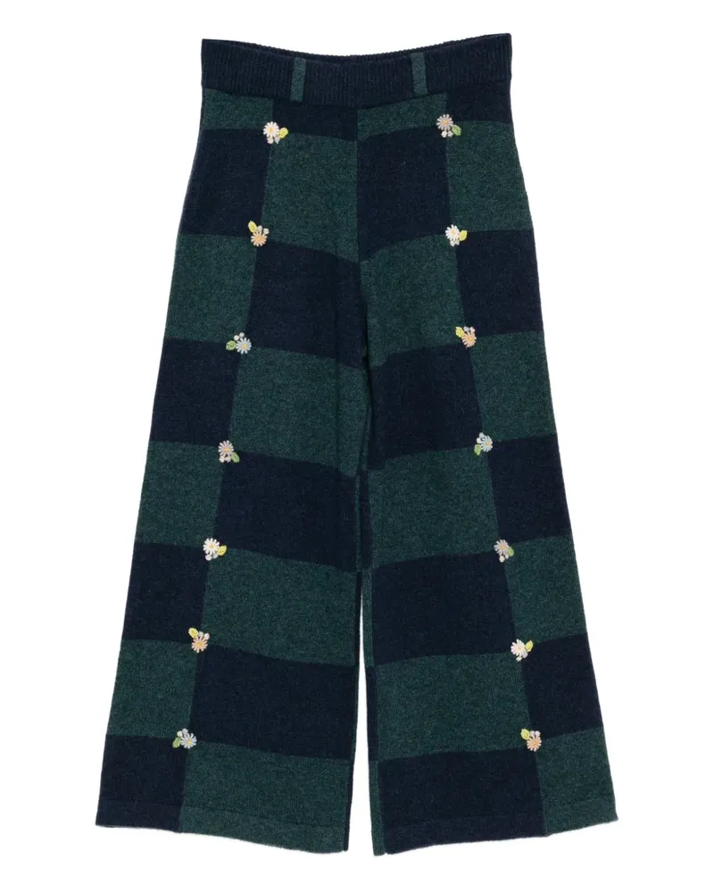 YANYAN KNITS checked trousers - Blau Blau