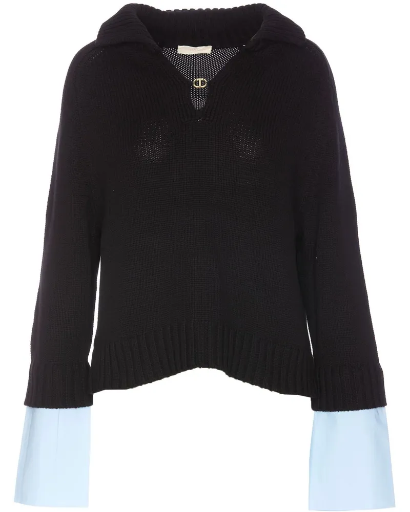 Twin-Set Pullover im Layering-Look - Schwarz Schwarz