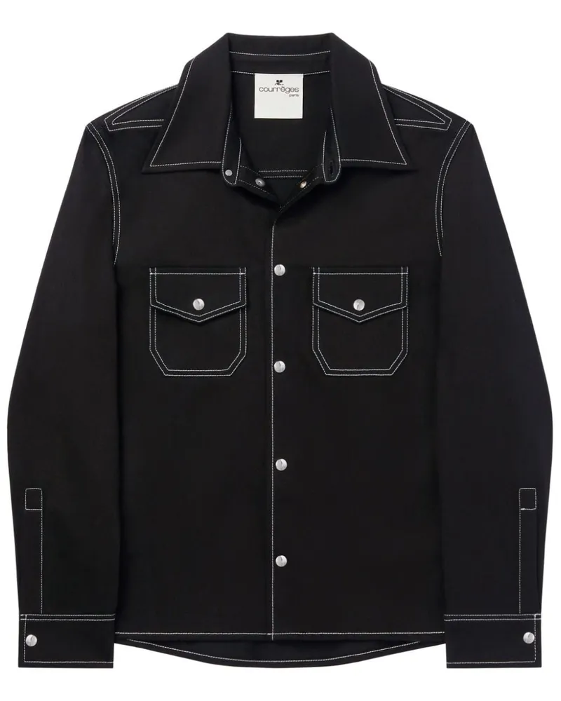 Courrèges Jeanshemd mit aufgestickten Taschen - Schwarz Schwarz