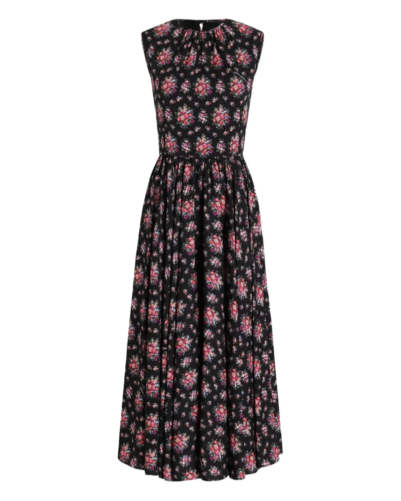 Dolce & Gabbana Midikleid mit Blumenmuster - Schwarz Schwarz