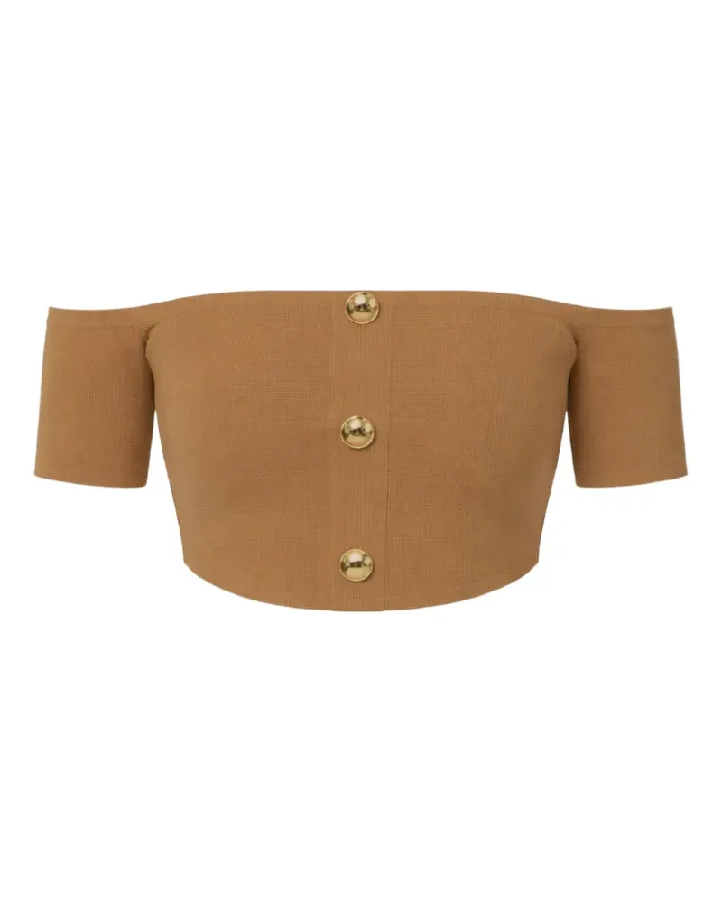 Elisabetta Franchi metal button top - Nude Nude