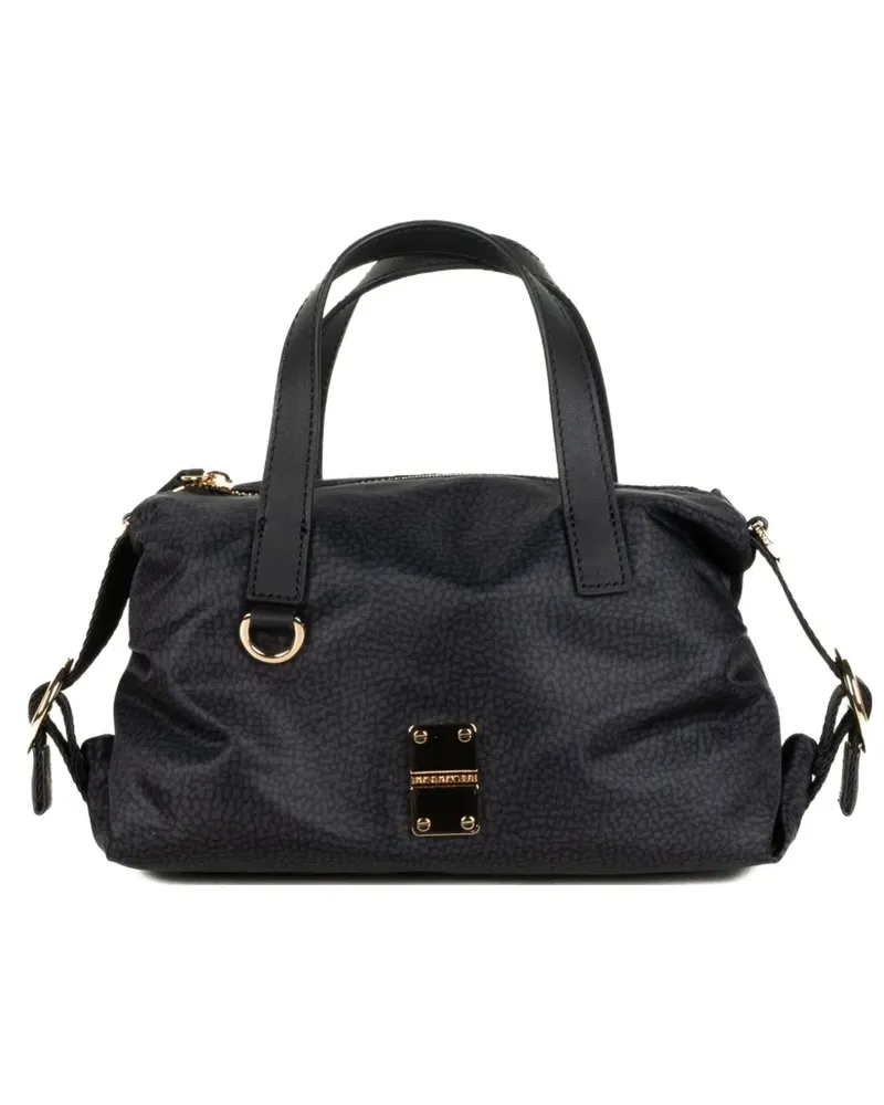 Borbonese logo-plaque top-handle tote bag - Schwarz Schwarz