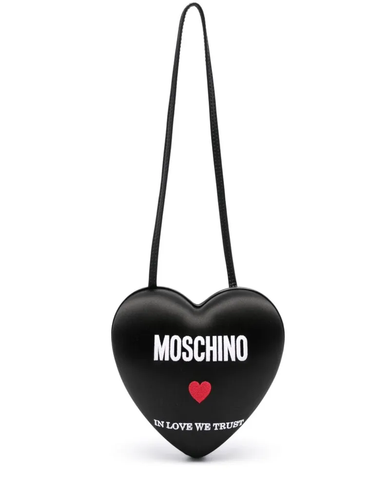 Moschino Schultertasche mit Logo-Stickerei - Schwarz Schwarz