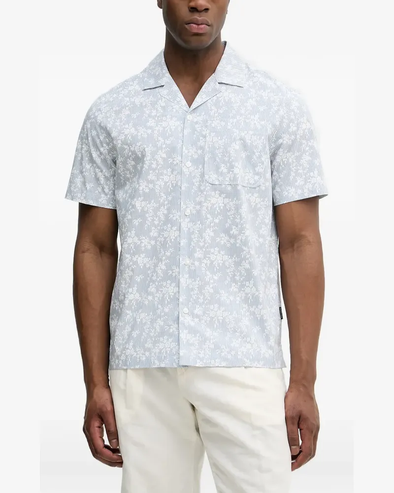 Michael Kors short-sleeved shirt in stretch cotton with floral print - Blau Blau