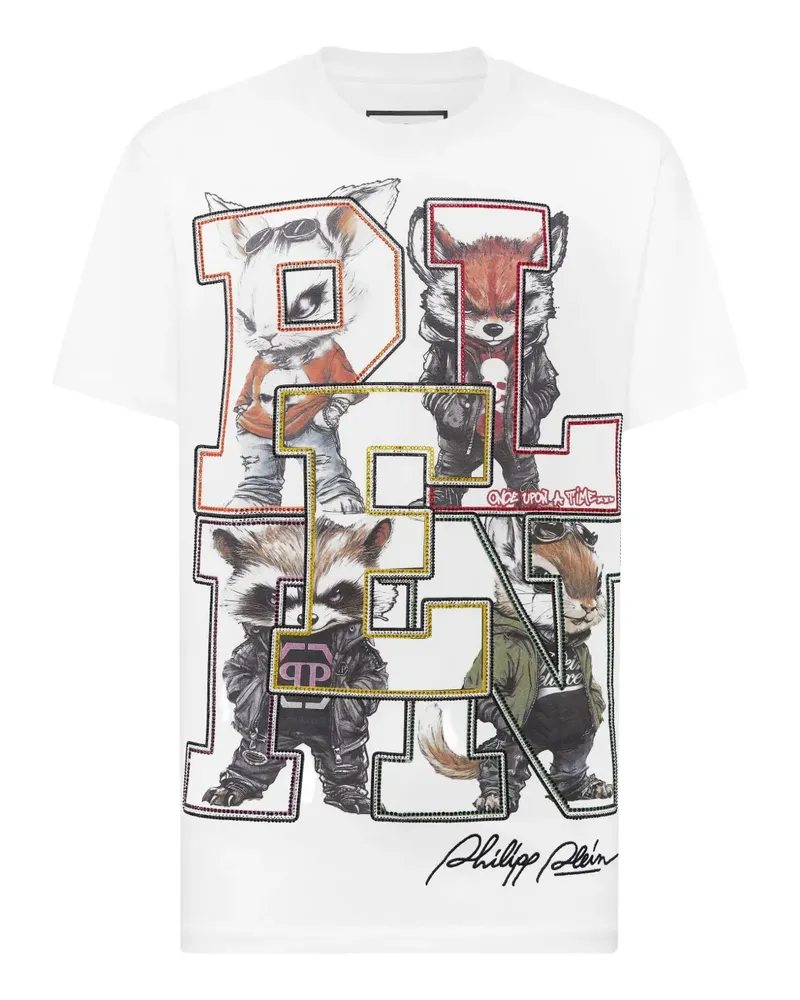 Philipp Plein College Animals Outline T-Shirt - Weiß Weiß