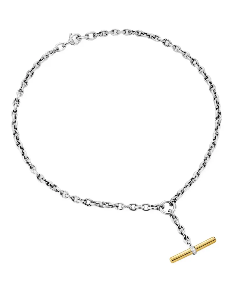 David Yurman 18kt DY Mercer® Petite Toggle Chain Gelbgold- und Sterlingsilberhalskette mit Diamant Silber