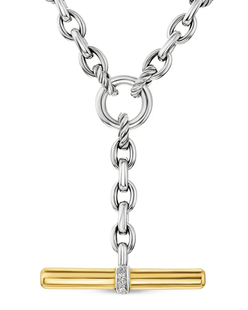 David Yurman 18kt DY Mercer® Petite Toggle Chain Gelbgold- und Sterlingsilberhalskette mit Diamant Silber