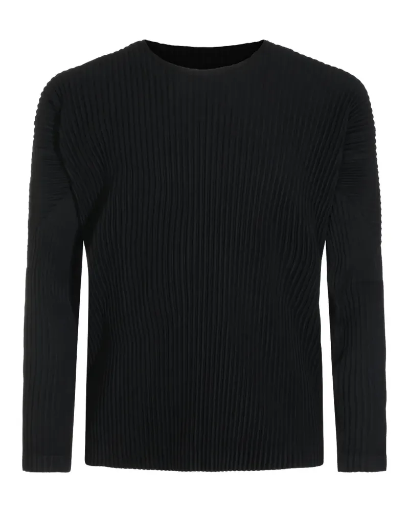 Issey Miyake Plissiertes Langarmshirt - Schwarz Schwarz