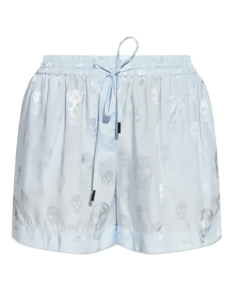 Alexander McQueen skull-print drawstring shorts - Blau Blau
