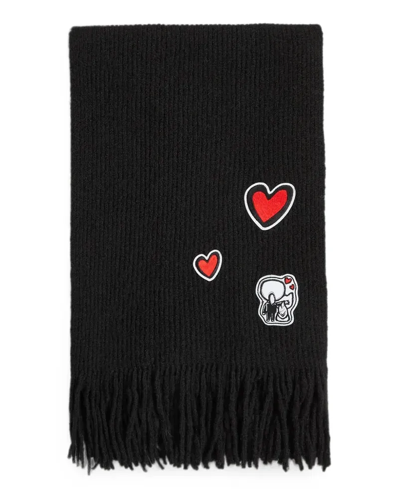 Karl Lagerfeld Ikon Schal mit Pelz - Schwarz Schwarz