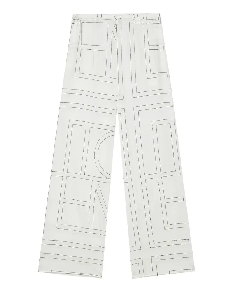 Totême Weite Hose mit Logo-Stickerei - Weiß Weiß