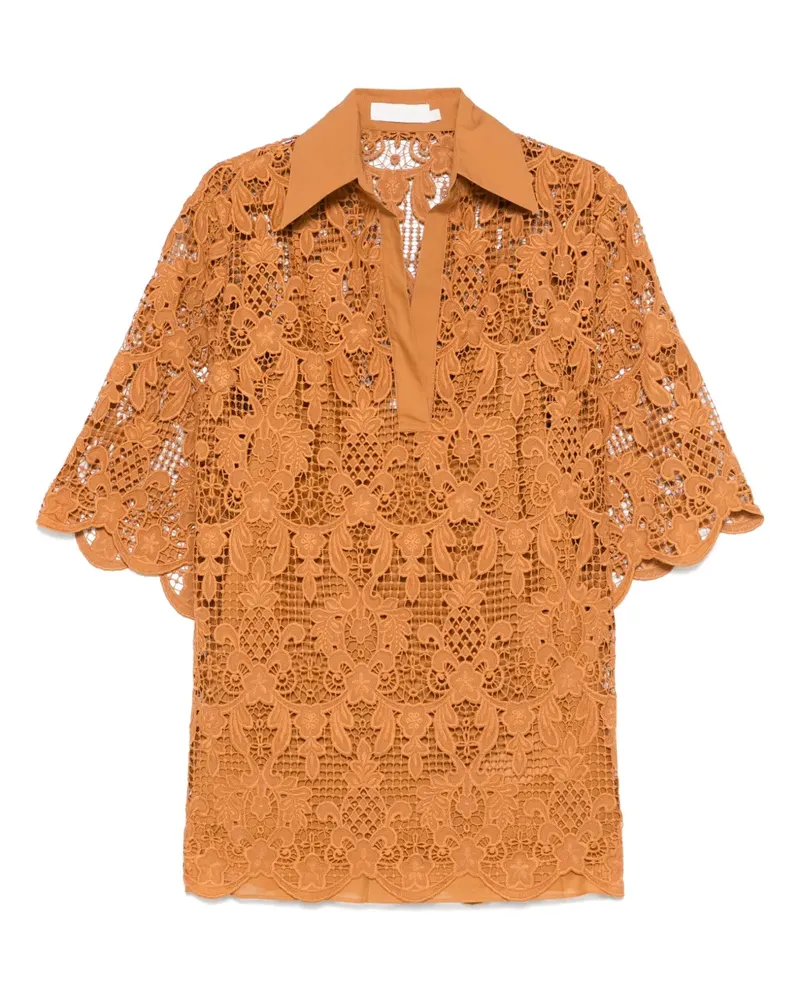 Zimmermann Bluse mit Stickerei - Braun Braun