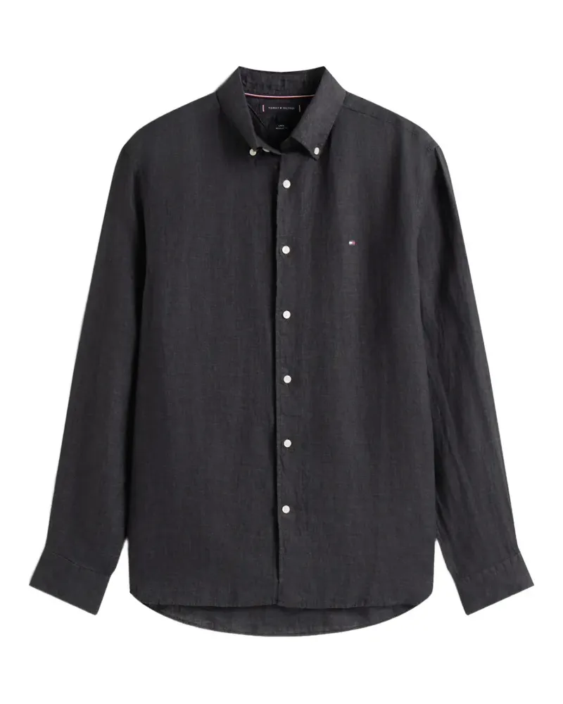Tommy Hilfiger washed effect embroidered-logo shirt - Schwarz Schwarz